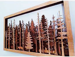 تابلو سه بعدی چوبی جنگل